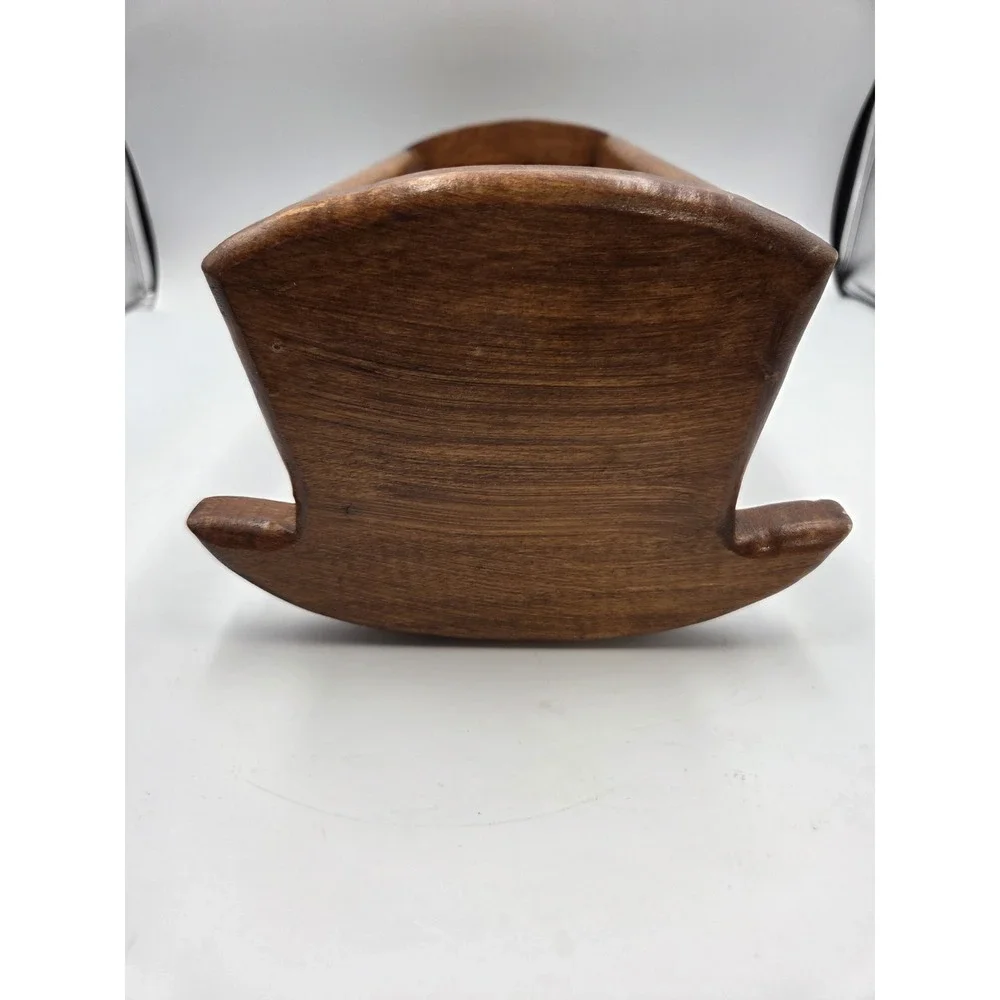 Vintage Hand Crafted Wooden Doll Rocking Cradle Bassinet 13 x 6 x 6 in Signed
